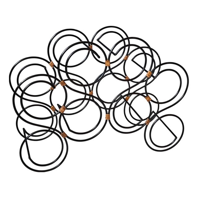 Vintage Black Metal Wine Rack, 1970s For Sale