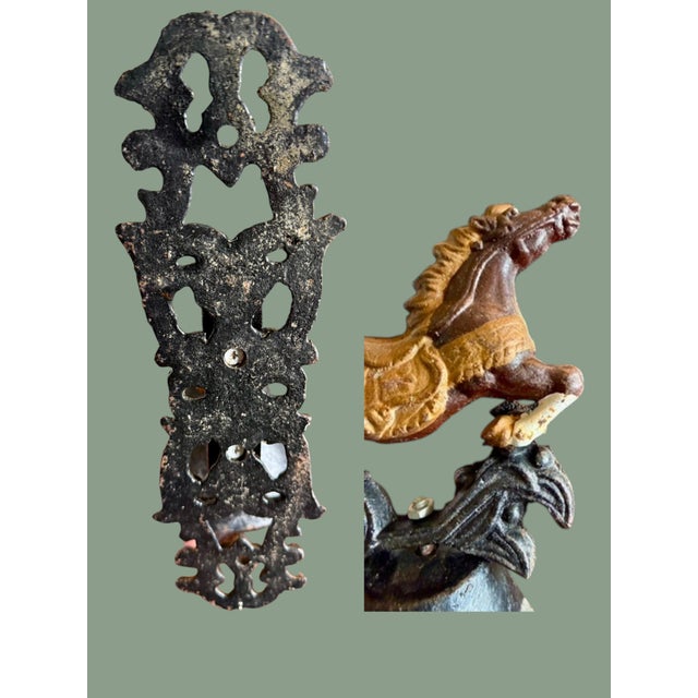 Black Antique Cast Iron Horse Wall Bell-Equestrian Door-Dinner Bell-Rustic-Farmhouse For Sale - Image 8 of 10