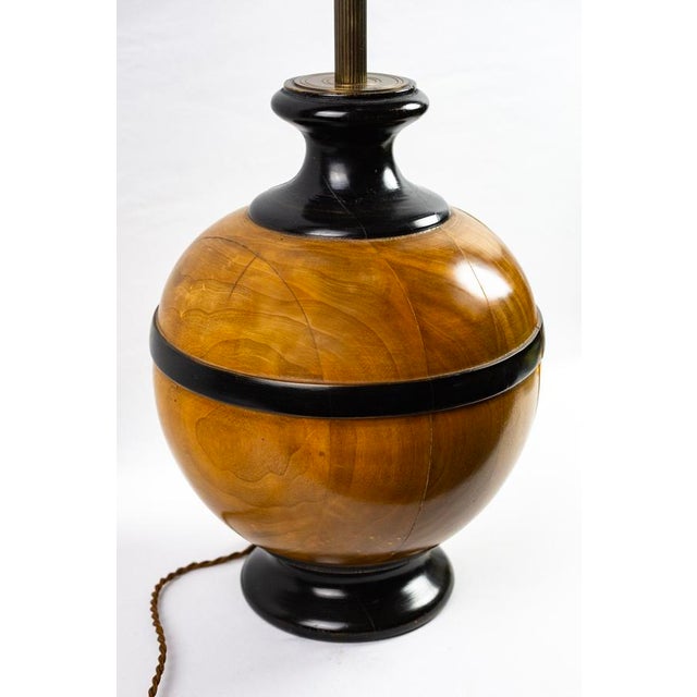 Turned Wooden Ball Lamp Base with Two Lights, 1980s For Sale - Image 3 of 11
