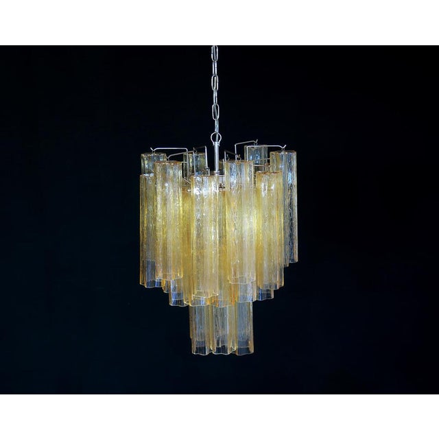 Tube Chandeliers in Gold Murano Glass, 1970s, Set of 3 For Sale - Image 10 of 16