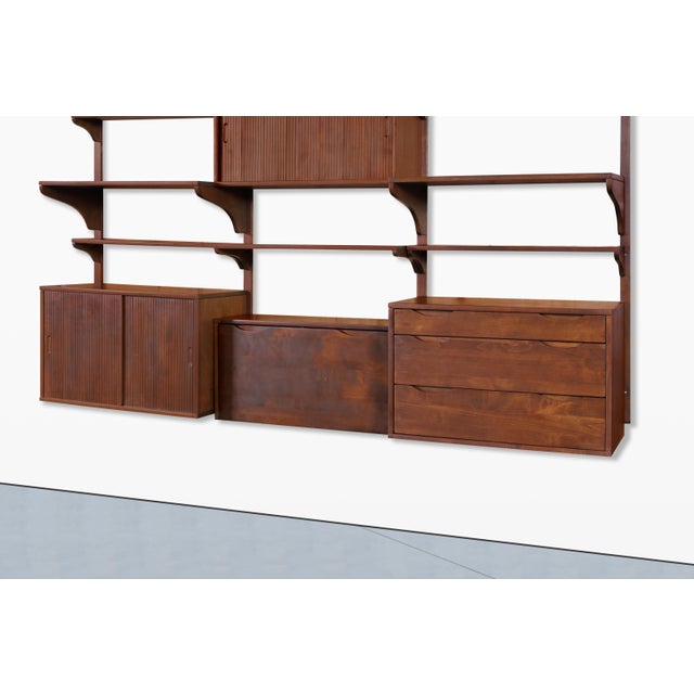 Mid-Century Modern Modular Walnut Wall Unit by Noral Olson for Kopenhavn For Sale - Image 11 of 14