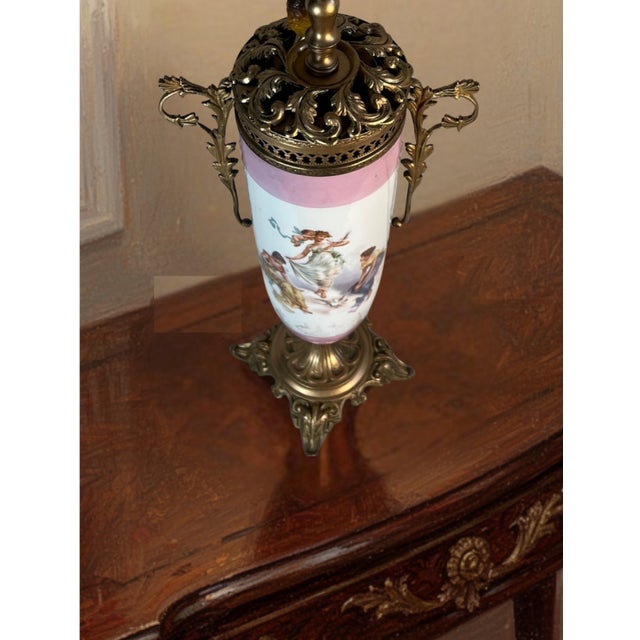 Carlsbad Porcelain Antique Carlsbad Ormolu Porcelain Urn Table Lamp Signed Carl Larsen For Sale - Image 4 of 18