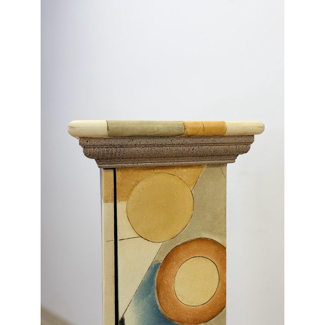 Mid 20th Century Vintage Postmodern Art Deco Hand Painted Pedestal Hidden Storage Cubist Column For Sale - Image 5 of 9