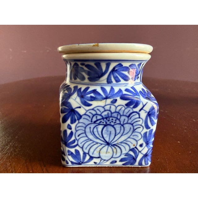 Ceramic Blue and White Ink Pot From Thailand For Sale - Image 7 of 9