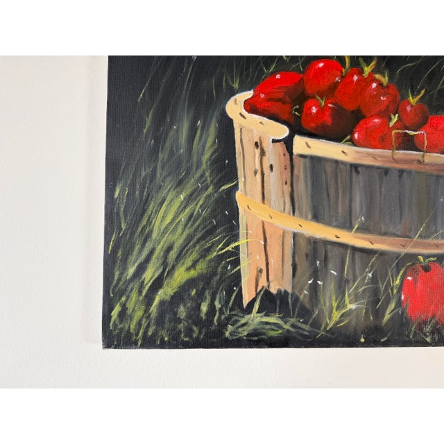 Textile Vintage Clara Still Life Red Tomatoes Acrylic on Canvas Painting, Signed, Unframed For Sale - Image 7 of 12
