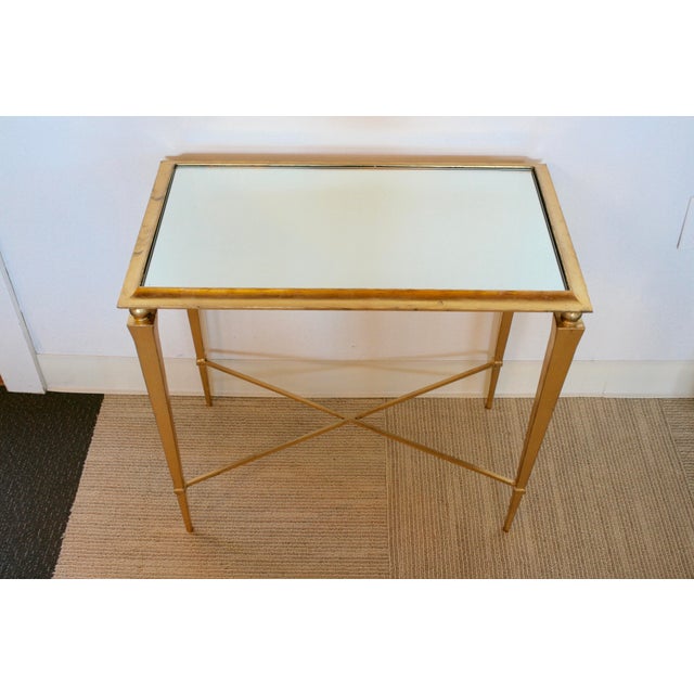 Gold Leaf Mirrored Side Table For Sale