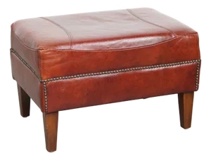 Cognac-Colored Stool in Cowhide Leather