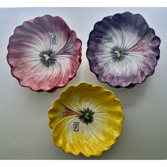 1980s 1980s Set of 6 Fitz & Floyd Pansy Porcelain Bowls For Sale - Image 5 of 18