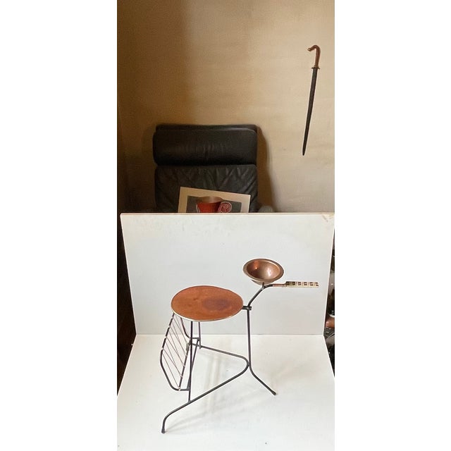 Mid-Century Modern Danish Smokers Side Table and Magazine Rack in Teak and String Iron, 1950s For Sale - Image 3 of 10