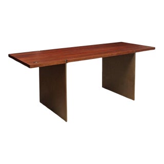 Modern Walnut Desk with Solid Brass Legs For Sale