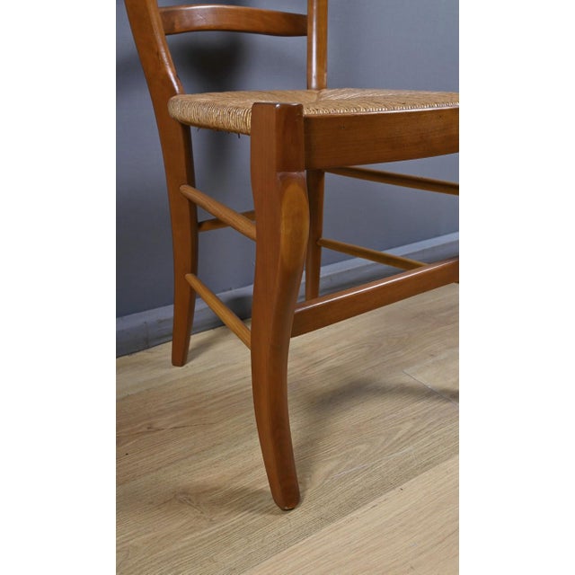 Vintage Cherrywood Straw Chairs, 1950s, Set of 6 For Sale - Image 13 of 18