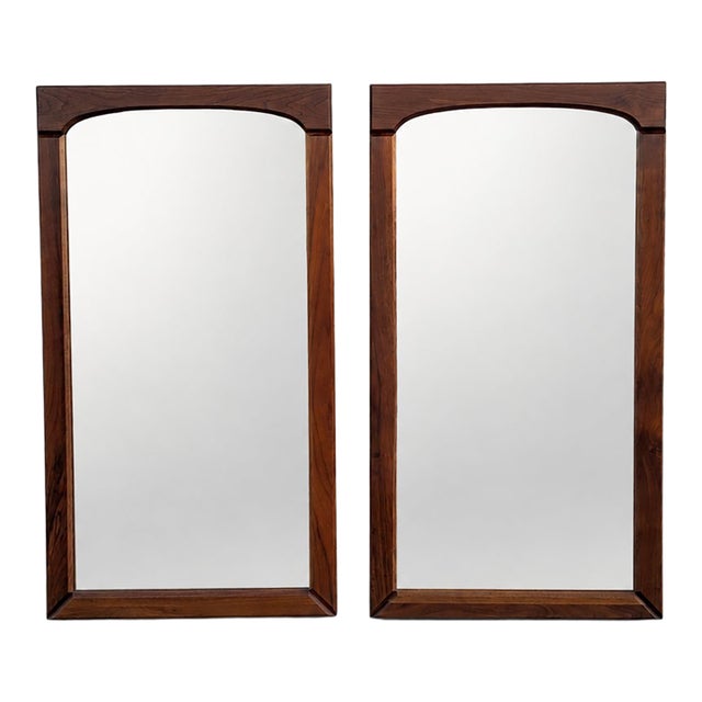 Pair of Brown-Saltman Mid-Century Modern Walnut Wall Mirrors, 1950s For Sale