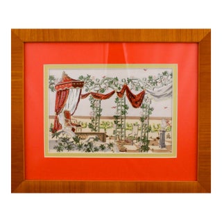 Parisian Penthouse Terrace 1948 Watercolour For Sale