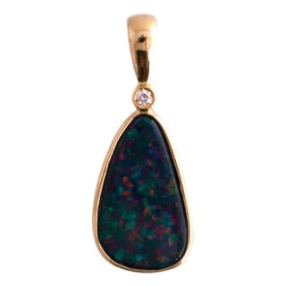 Late 20th Century Boulder Opal and Diamond Pendant For Sale