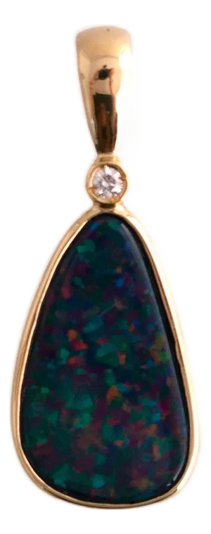 Late 20th Century Boulder Opal and Diamond Pendant