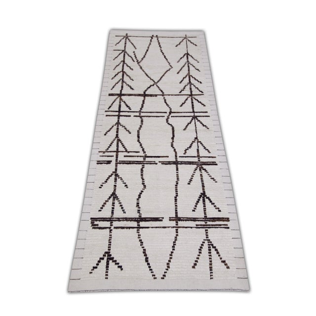 Early 21st Century Brown & Beige 21st Century Modern Moroccan Style Wool Runner 2'8" X 6'8" For Sale - Image 5 of 6