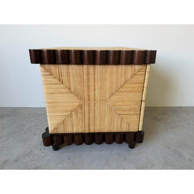 John Hutton for Donghia Scallop Mahogany & Rush Cane Nightstand For Sale - Image 12 of 12
