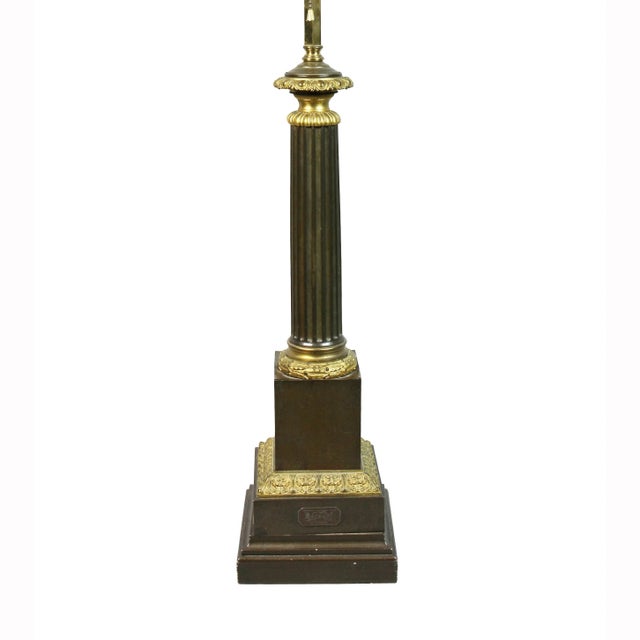 Traditional Antique Louis Philippe Bronze Columnar Table Lamp by Decourt, Paris For Sale - Image 3 of 10