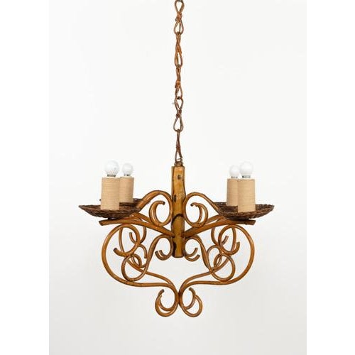 Mid-Century Modern Mid-Century Pendant in Bamboo, Rattan and Wicker, Italy, 1960s For Sale - Image 3 of 17