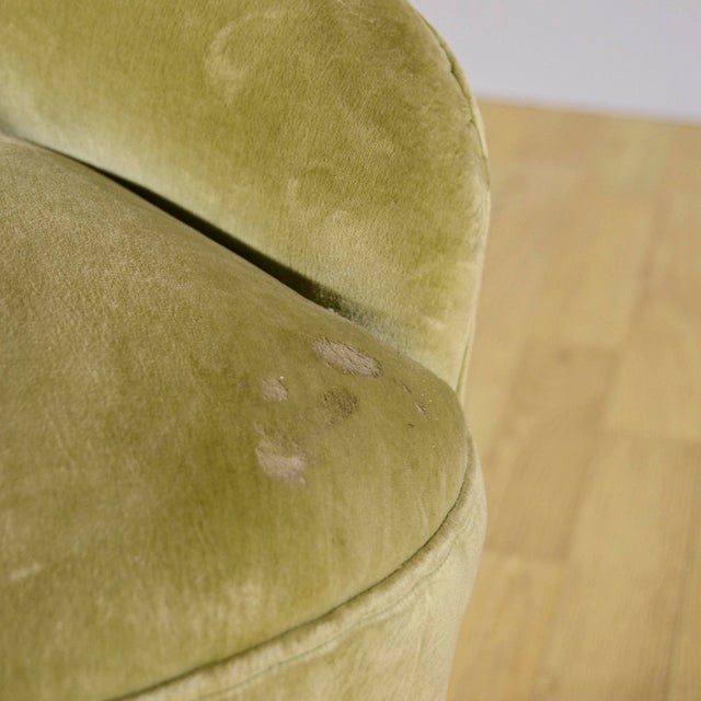 Olive Danish Velvet Armchairs with Fringed Skirts, 1950s, Set of 2 For Sale - Image 8 of 18