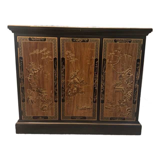 1980s Drexel Et Cetera Chinoiserie Flip-Top Server For Sale