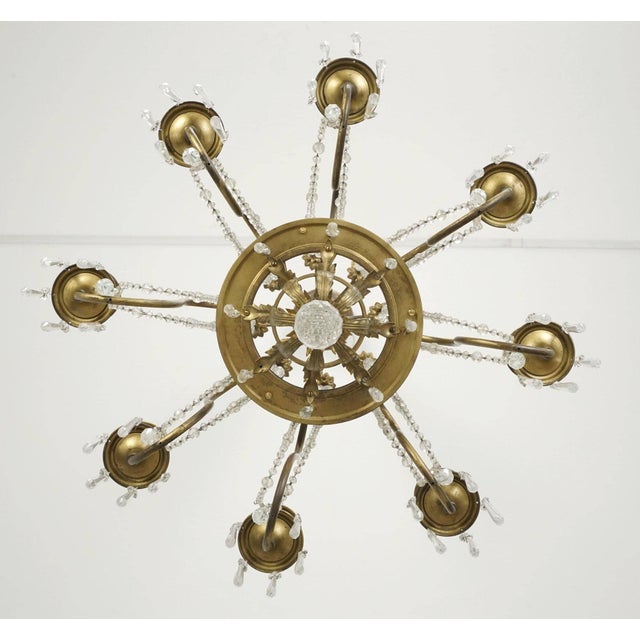 Brass Restored French Eight Arm Brass Crystal Chandelier For Sale - Image 8 of 10