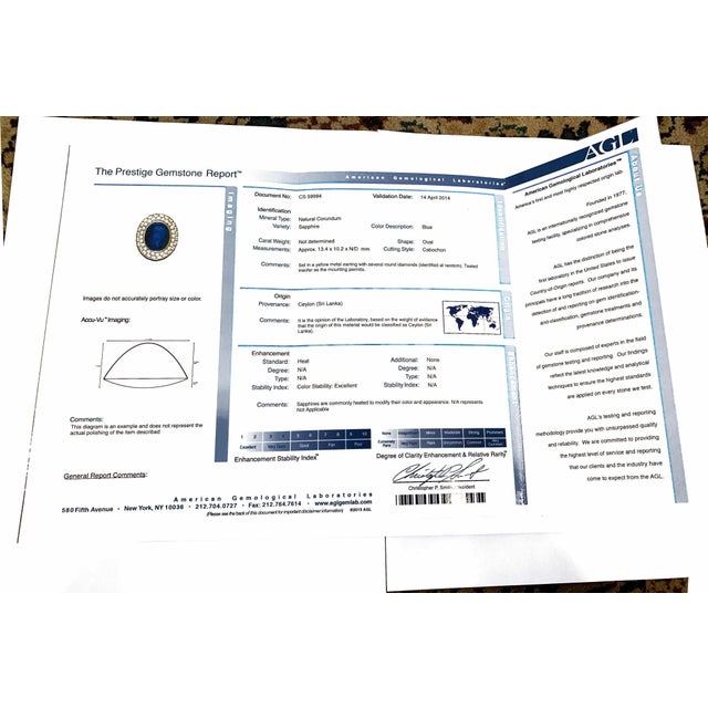 AGL Certified Natural Ceylon Sapphire Cabochon Stud / Clip Earring 18 Kt Gold For Sale - Image 4 of 18