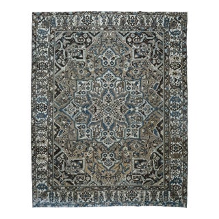 1970s Vintage Persian Handmade Wool Cotton Brown Area Rug For Sale