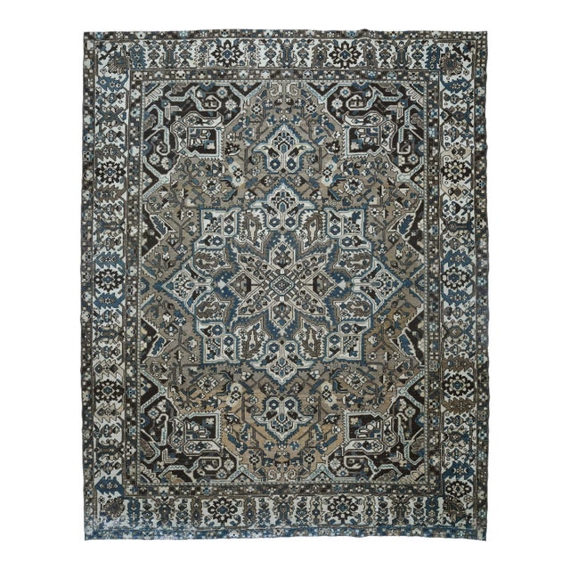1970s Vintage Persian Handmade Wool Cotton Brown Area Rug For Sale