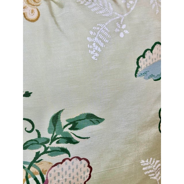 Light Green Brunschwig & Fils Moiré Silk Floral Pillow With Lee Jofa Vermicelli Chintz Back, 24” For Sale - Image 8 of 8