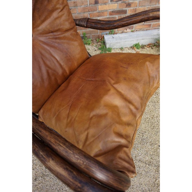 Bamboo and Leather Sculptural Fan Back Lounge Chair, 1960s For Sale - Image 10 of 18