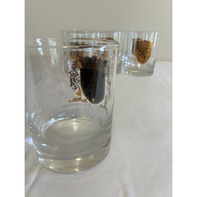 Vintage Gold Heraldic Crest Lowball Glasses, Set of 8 For Sale - Image 10 of 11