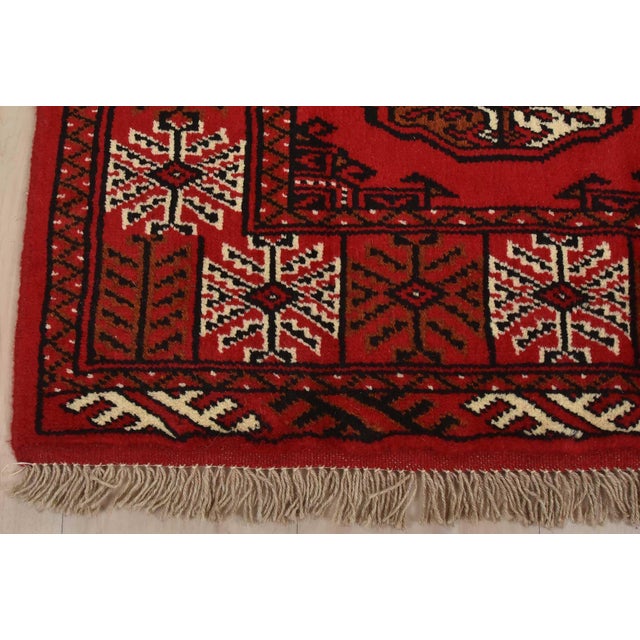Turkmen Runner 2’6” X 9’7” Red Wool Vintage Tribal Hand-Knotted Oriental Rug For Sale - Image 9 of 12