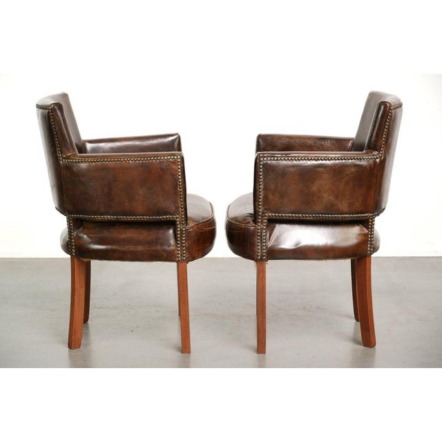 Grained Cowhide Dining Chairs in a Dark Color Scheme, Set of 4 For Sale - Image 3 of 15