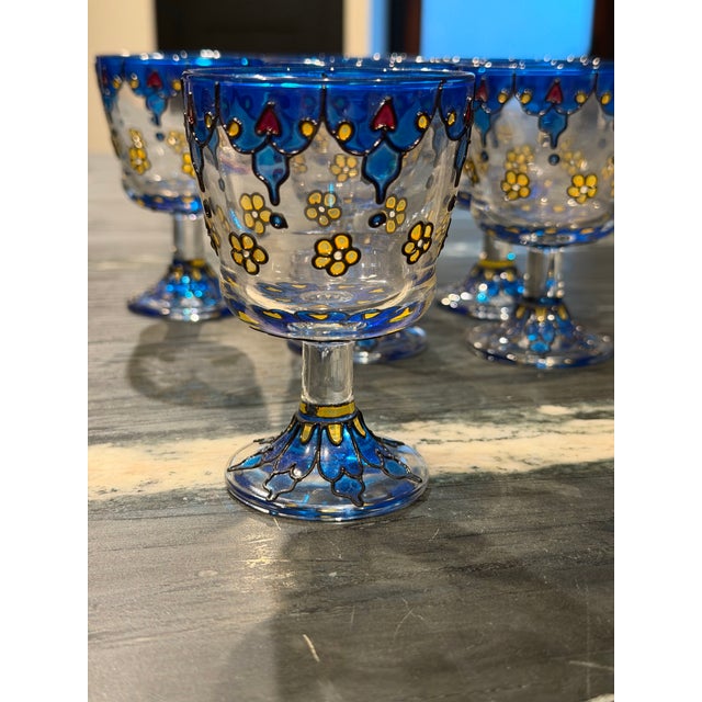 These were my grandmother’s (born 1912) beautiful, matching set of six (6) vintage hand-painted glass goblets. These...