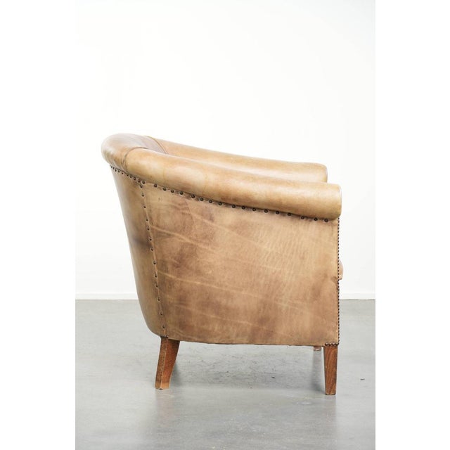 Vintage English-Style Cowhide Leather Club Armchair For Sale - Image 3 of 15