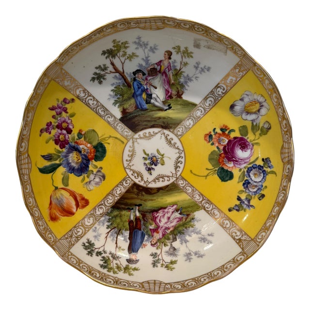 19th Century Hand Painted Meissen Style Porcelain Bowl For Sale