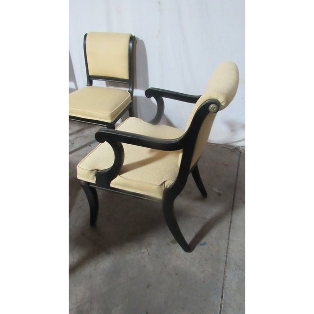 Neoclassical 1980s Neoclassical Style Set Dining Room Chairs Ebony Black For Sale - Image 3 of 8