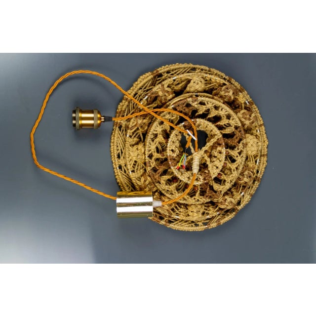 Vintage Handmade Braided Macramé Pendant Light Fixture, 1970s For Sale - Image 14 of 18