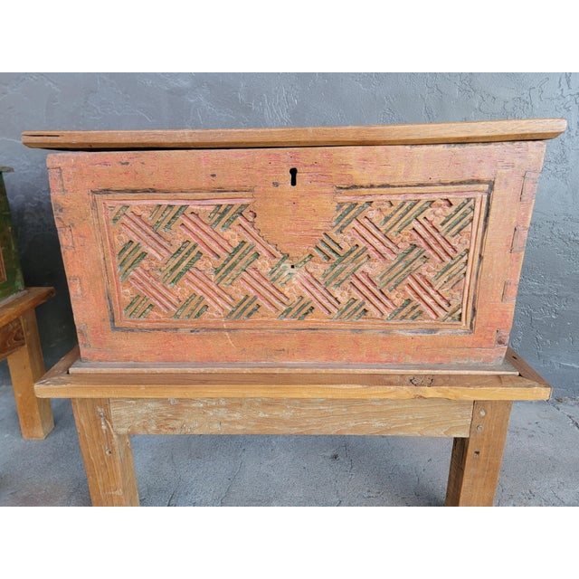 Early 20th Century Early 20th Century Two Indonesian Dowry Chests on Stands From Bali (Nightstands or End Tables?) For Sale - Image 5 of 18