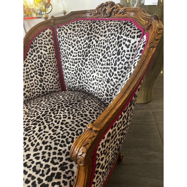Black Chaise Lounge with Leopard Pattern, 1950s For Sale - Image 8 of 9