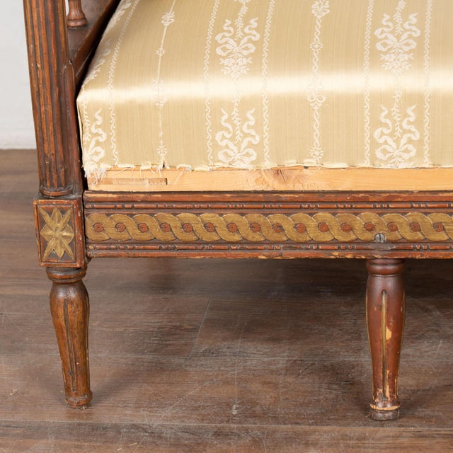19th Century Swedish Original Painted Gustavian Bench Settee For Sale - Image 14 of 18