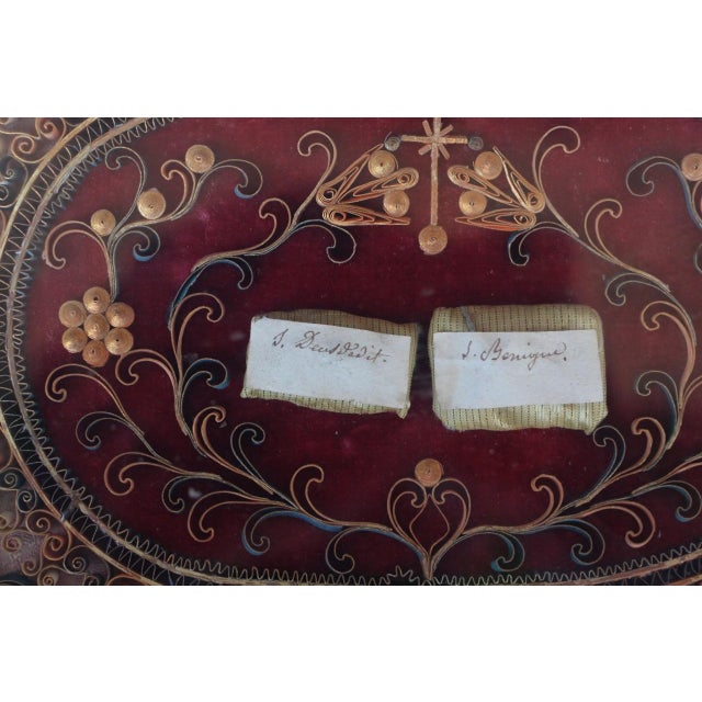 Large Reliquary Frame in Paper Filigree and Relics, 18th Century For Sale - Image 9 of 9