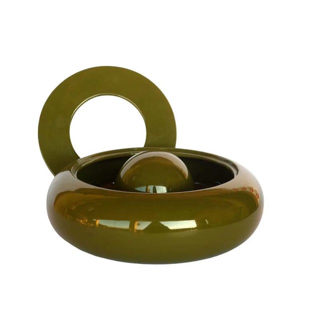Space Age Italian Green Ceramic Ashtray, 1960s For Sale - Image 3 of 7