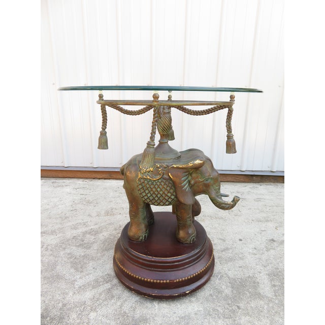 Brown Maitland Smith Bronze Elephant Glass Side Table For Sale - Image 8 of 18