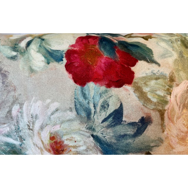 Textile Large Bolster Pillow Decorated With a Colorful Vintage Heirloom Floral Patten Inspired by Oil Paintings of the Great Masters - Made in the U K For Sale - Image 7 of 12