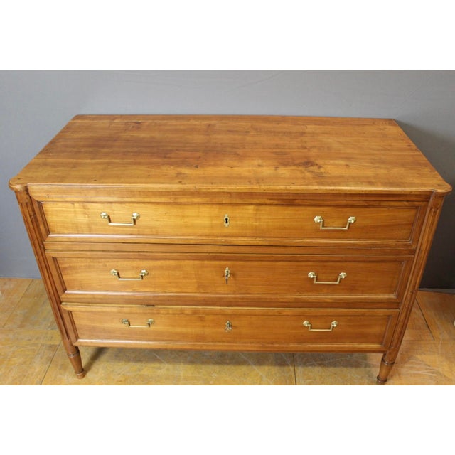 Louis XVI Style Chest of Drawers in Cherry Wood, 1800s For Sale - Image 4 of 12