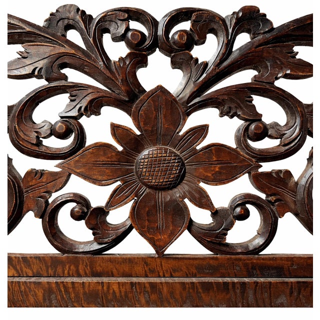 Vintage Indian Boho Carved Wood Fabric Hanger For Sale - Image 4 of 6