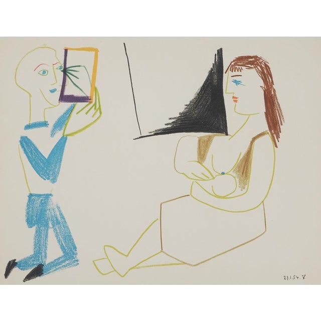 Pablo PICASSO (1881-1973) Artist, woman and child, 1954 Lithograph (Atelier Mourlot) Unsigned Dated on the plate On thick...