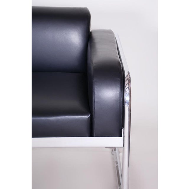 Metal Bauhaus Sofa in Chrome and Leather by Vichr a Spol, Czech, 1930s For Sale - Image 7 of 13